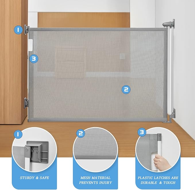 Retractable Baby Safety Gate for Stairs & Doorway Protection