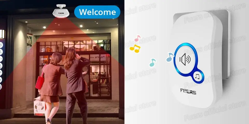Fuers Wireless Waterproof Doorbell with Welcome Chime
