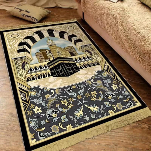 Luxurious Velvet Prayer Rug with Intricate Embroidery