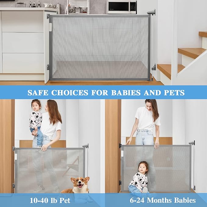 Retractable Baby Safety Gate for Stairs & Doorway Protection