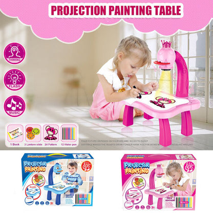 Kids LED Projector Art Table with Drawing and Painting Set