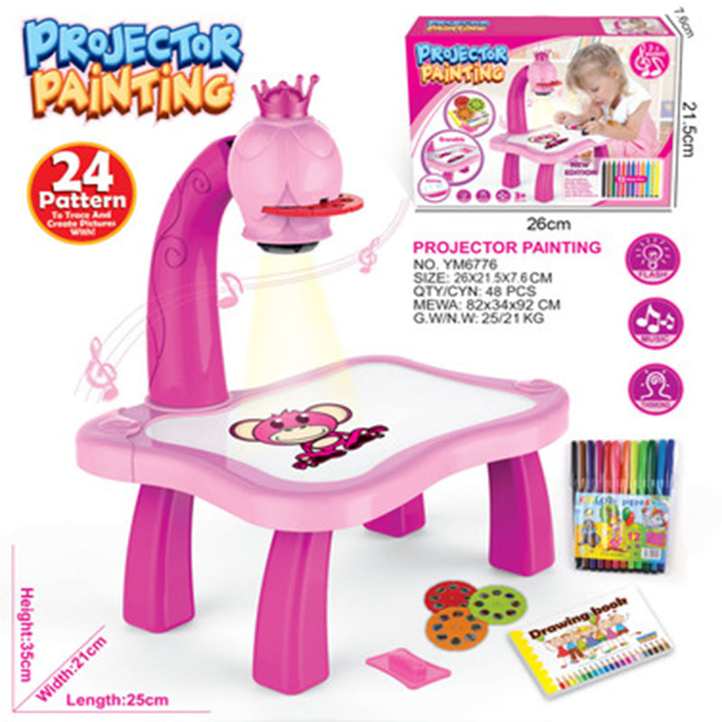Kids LED Projector Art Table with Drawing and Painting Set