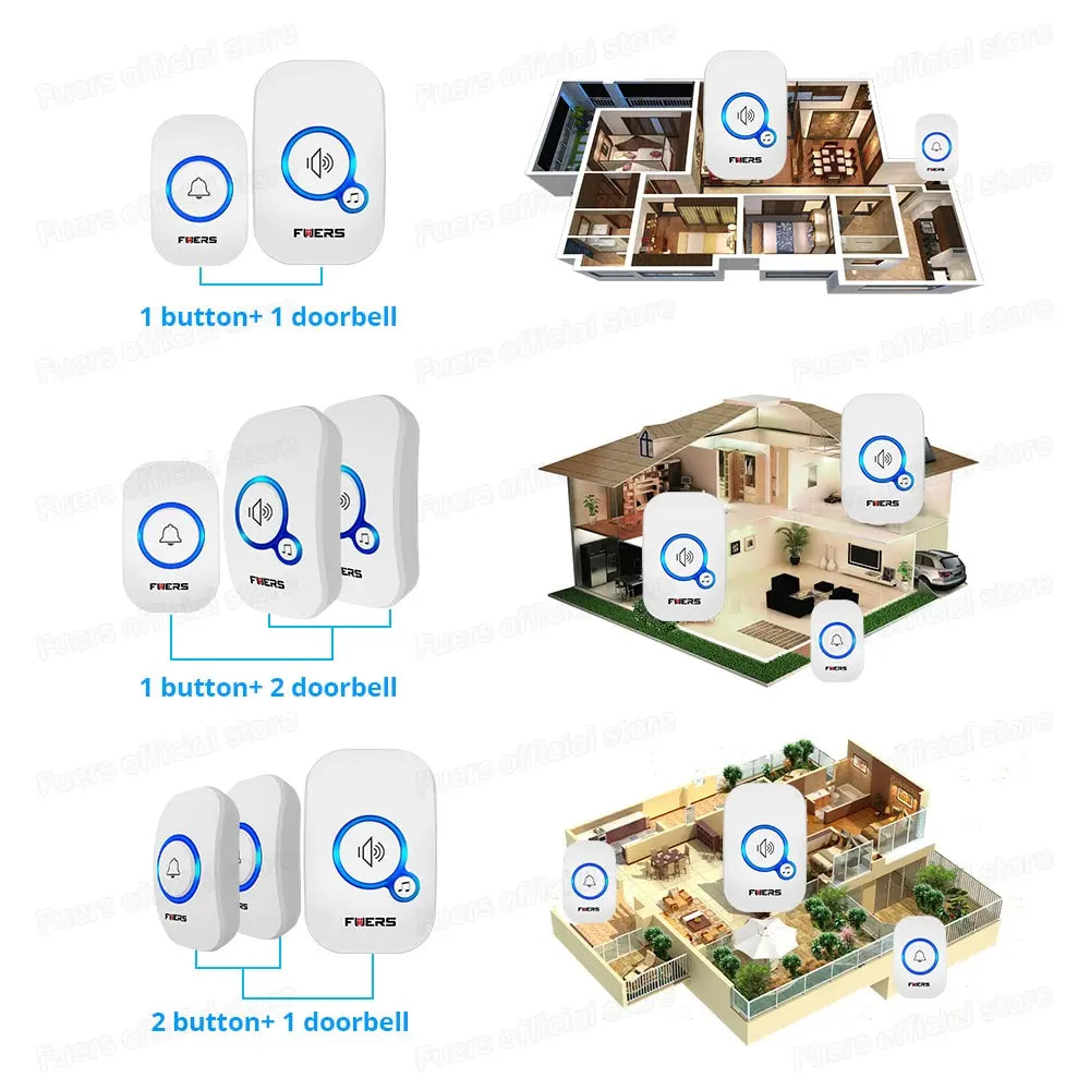 Fuers Wireless Waterproof Doorbell with Welcome Chime