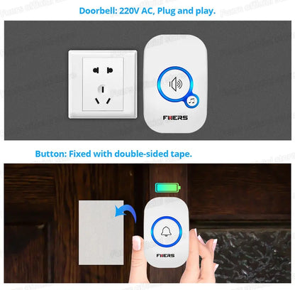 Fuers Wireless Waterproof Doorbell with Welcome Chime