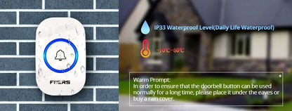 Fuers Wireless Waterproof Doorbell with Welcome Chime